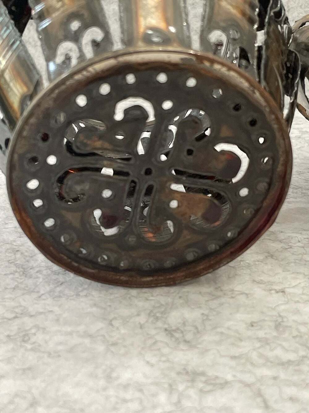 BOHO Vintage Upcycled Tin Can Filigree Folk Art Candle Holders, Pair - Picture 6 of 8